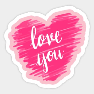 Love you typography in pink Sticker